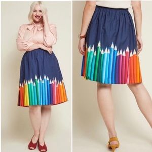 Rainbow ModCloth Skirt, Colored Pencils, Pockets!